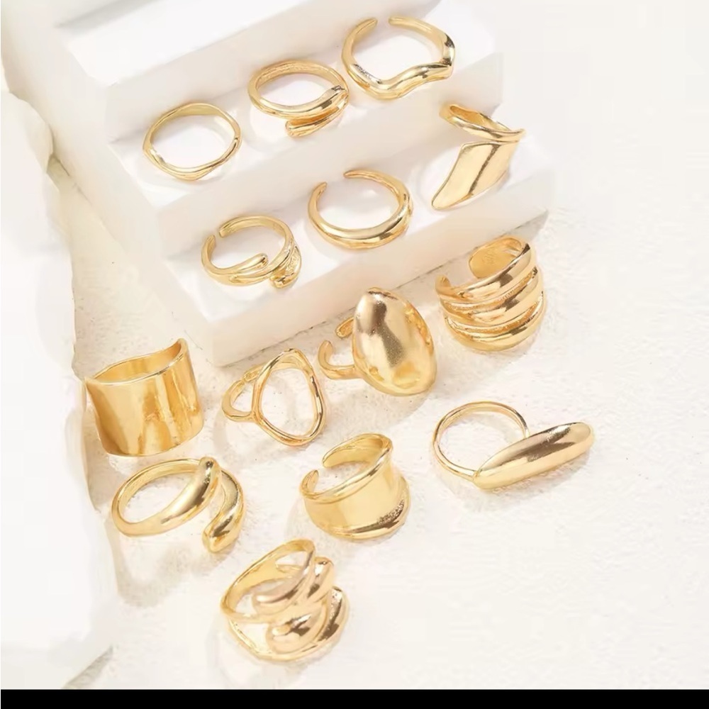 Gold Geometric Statement Rings Set
14 pc set
0491 - Picture 3 of 4